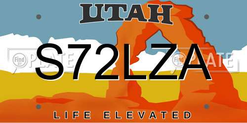 S72LZA Utah License Plate