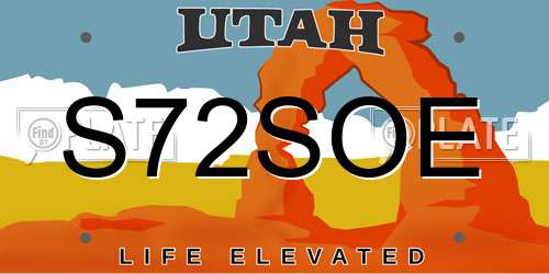 S72SOE Utah License Plate