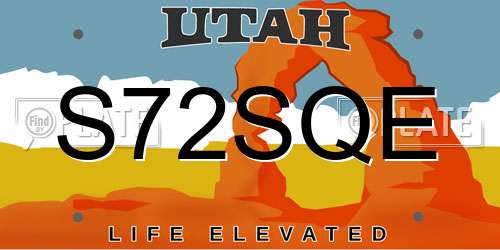 S72SQE Utah License Plate