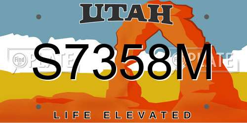 S7358M Utah License Plate