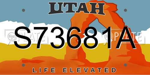 S73681A Utah License Plate