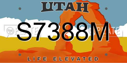 S7388M Utah License Plate