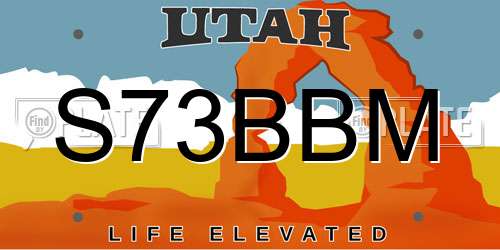 S73BBM Utah License Plate