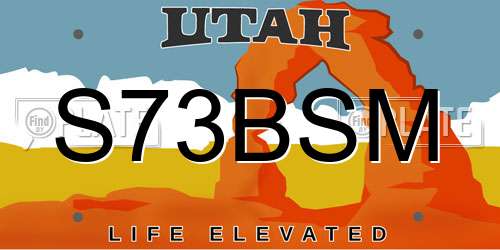 S73BSM Utah License Plate