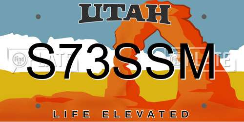 S73SSM Utah License Plate
