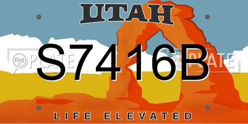 S7416B Utah License Plate