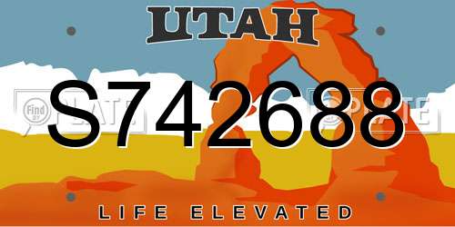 S742688 Utah License Plate