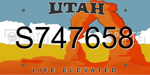 S747658 Utah License Plate