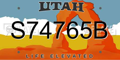 S74765B Utah License Plate