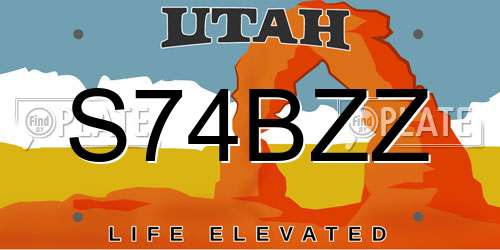 S74BZZ Utah License Plate