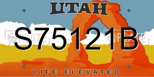S75121B Utah License Plate