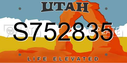 S752835 Utah License Plate