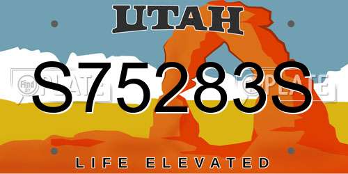 S75283S Utah License Plate