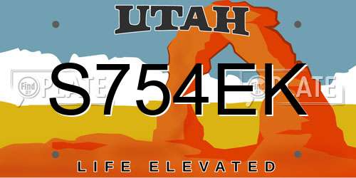 S754EK Utah License Plate