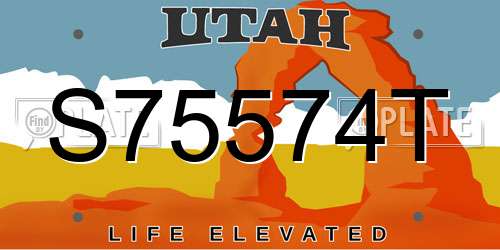 S75574T Utah License Plate