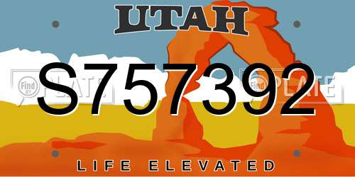 S757392 Utah License Plate