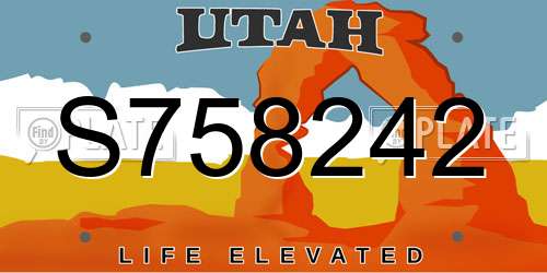 S758242 Utah License Plate