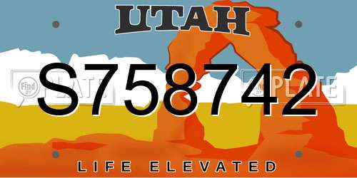 S758742 Utah License Plate