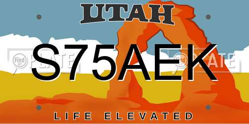 S75AEK Utah License Plate