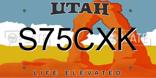 S75CXK Utah License Plate