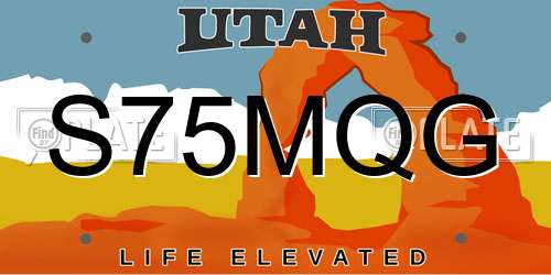 S75MQG Utah License Plate