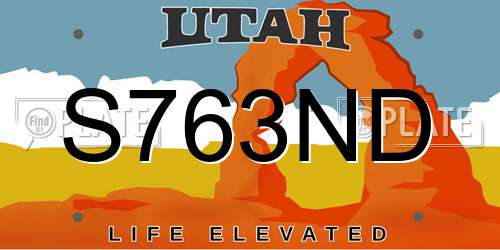 S763ND Utah License Plate