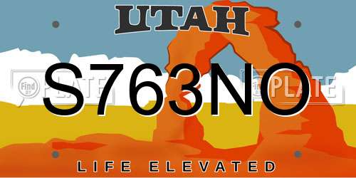 S763NO Utah License Plate