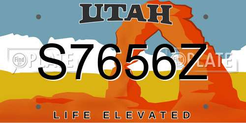 S7656Z Utah License Plate