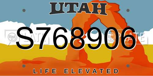 S768906 Utah License Plate