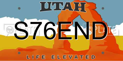 S76END Utah License Plate