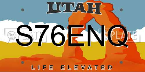 S76ENQ Utah License Plate