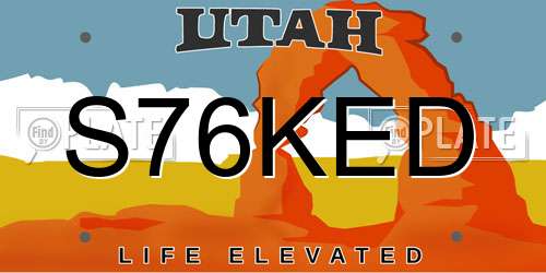 S76KED Utah License Plate