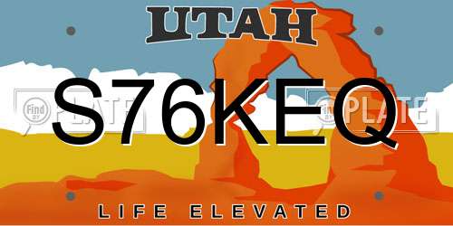 S76KEQ Utah License Plate