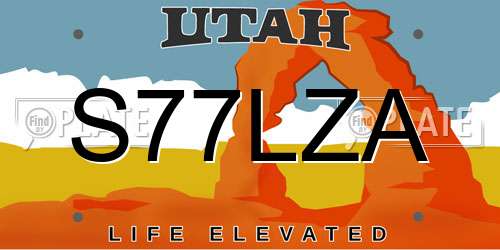 S77LZA Utah License Plate