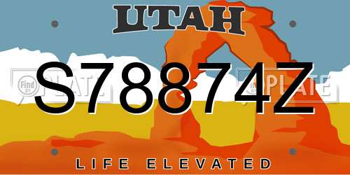 S78874Z Utah License Plate