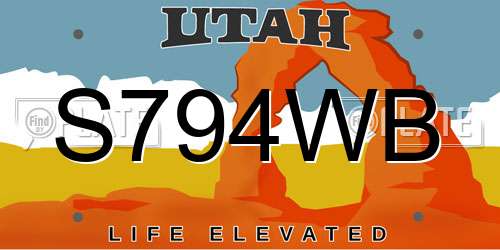 S794WB Utah License Plate