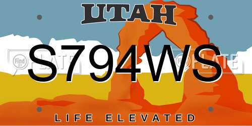 S794WS Utah License Plate
