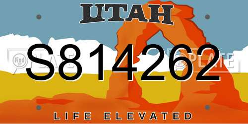 S814262 Utah License Plate