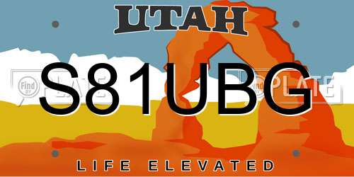 S81UBG Utah License Plate