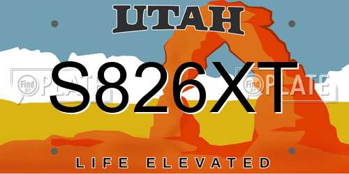 S826XT Utah License Plate
