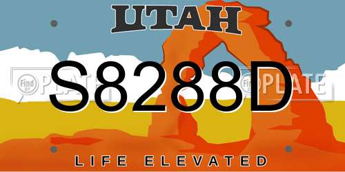 S8288D Utah License Plate