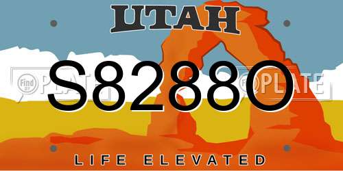 S8288O Utah License Plate