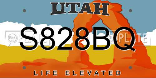 S828BQ Utah License Plate
