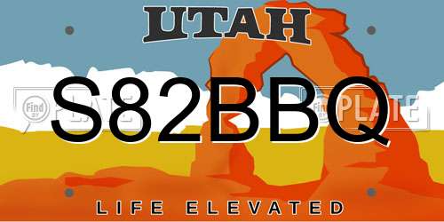 S82BBQ Utah License Plate