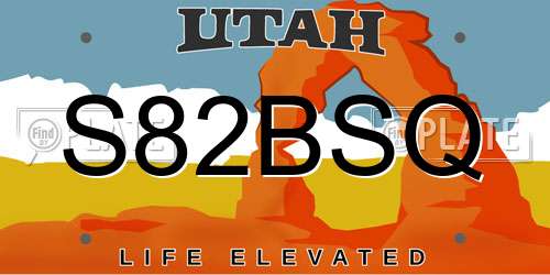 S82BSQ Utah License Plate