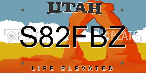 S82FBZ Utah License Plate