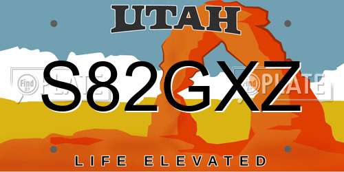 S82GXZ Utah License Plate