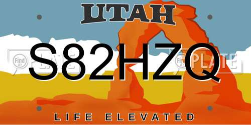 S82HZQ Utah License Plate