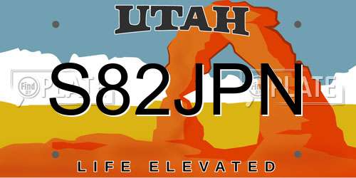 S82JPN Utah License Plate