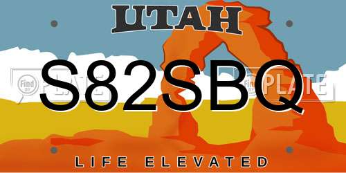 S82SBQ Utah License Plate